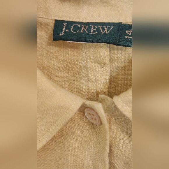 J.Crew 14 Butter Yellow Shrtslv LINEN Buttons Up Women’s Shirt - Picture 3 of 9
